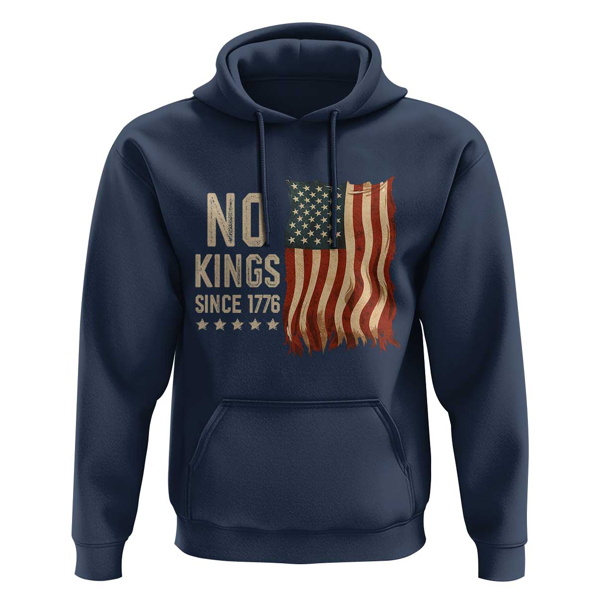 No Kings Since 1776 Hoodie Patriotic 4th Of July Distressed American Flag - Wonder Print Shop