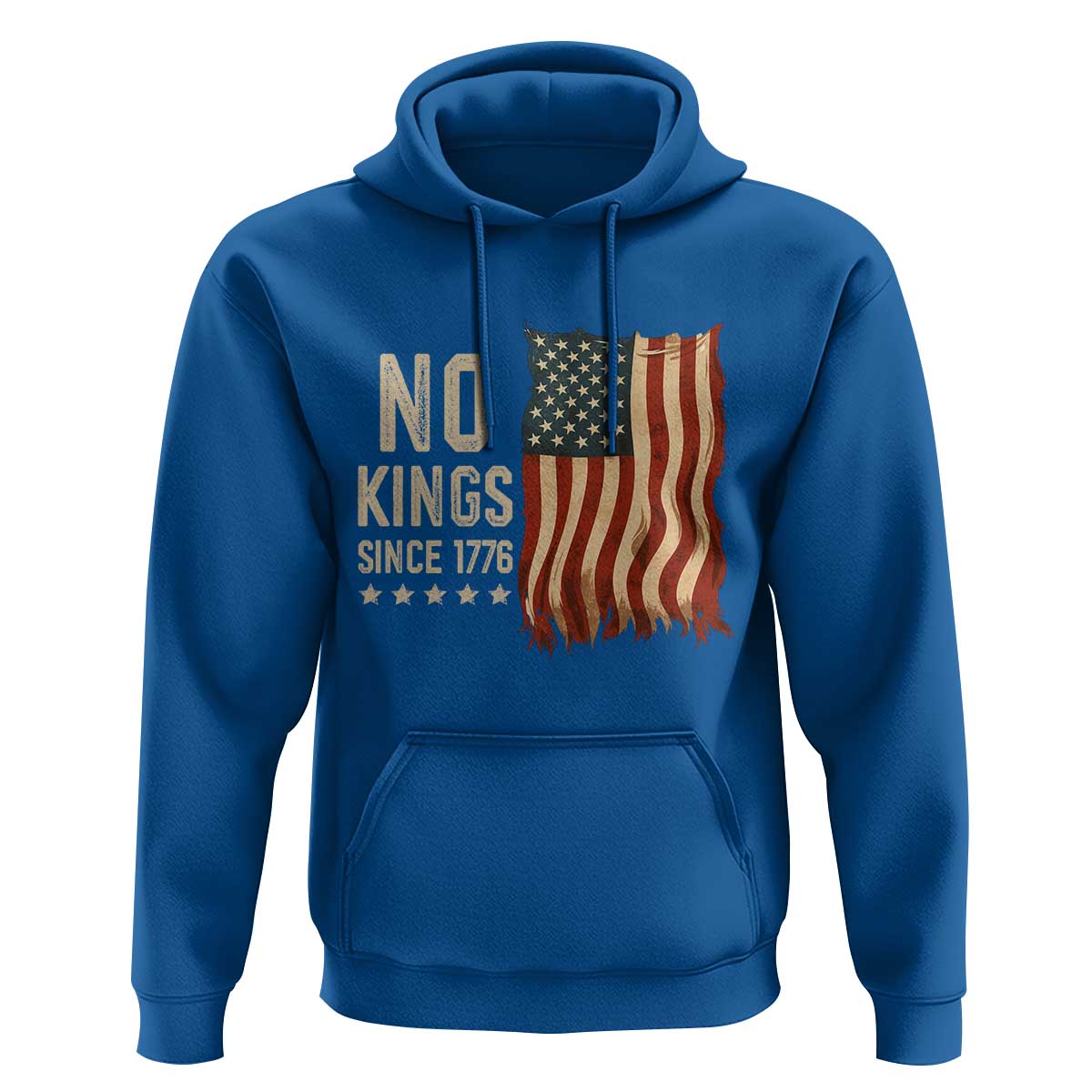 No Kings Since 1776 Hoodie Patriotic 4th Of July Distressed American Flag - Wonder Print Shop