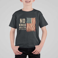 No Kings Since 1776 T Shirt For Kid Patriotic 4th Of July Distressed American Flag - Wonder Print Shop