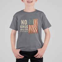 No Kings Since 1776 T Shirt For Kid Patriotic 4th Of July Distressed American Flag - Wonder Print Shop