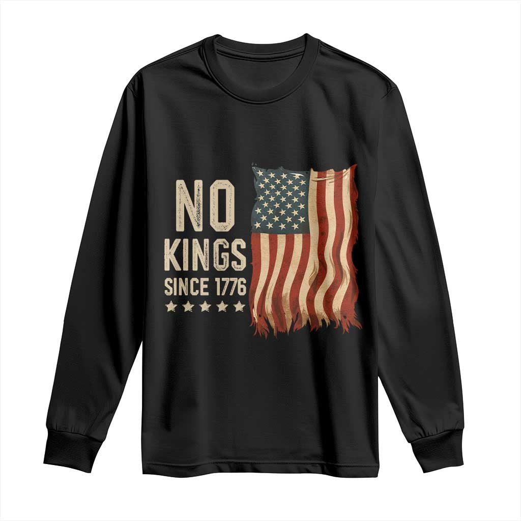No Kings Since 1776 Long Sleeve Shirt Patriotic 4th Of July Distressed American Flag - Wonder Print Shop