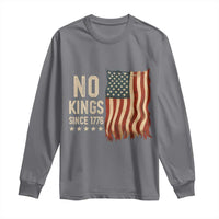 No Kings Since 1776 Long Sleeve Shirt Patriotic 4th Of July Distressed American Flag - Wonder Print Shop