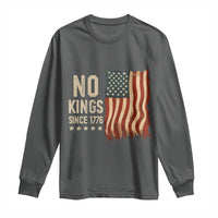 No Kings Since 1776 Long Sleeve Shirt Patriotic 4th Of July Distressed American Flag - Wonder Print Shop