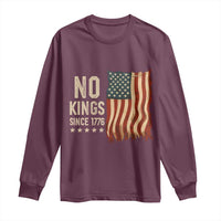No Kings Since 1776 Long Sleeve Shirt Patriotic 4th Of July Distressed American Flag - Wonder Print Shop