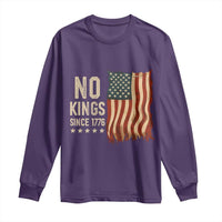 No Kings Since 1776 Long Sleeve Shirt Patriotic 4th Of July Distressed American Flag - Wonder Print Shop