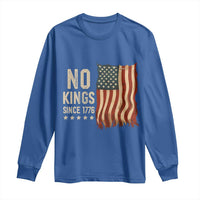 No Kings Since 1776 Long Sleeve Shirt Patriotic 4th Of July Distressed American Flag - Wonder Print Shop