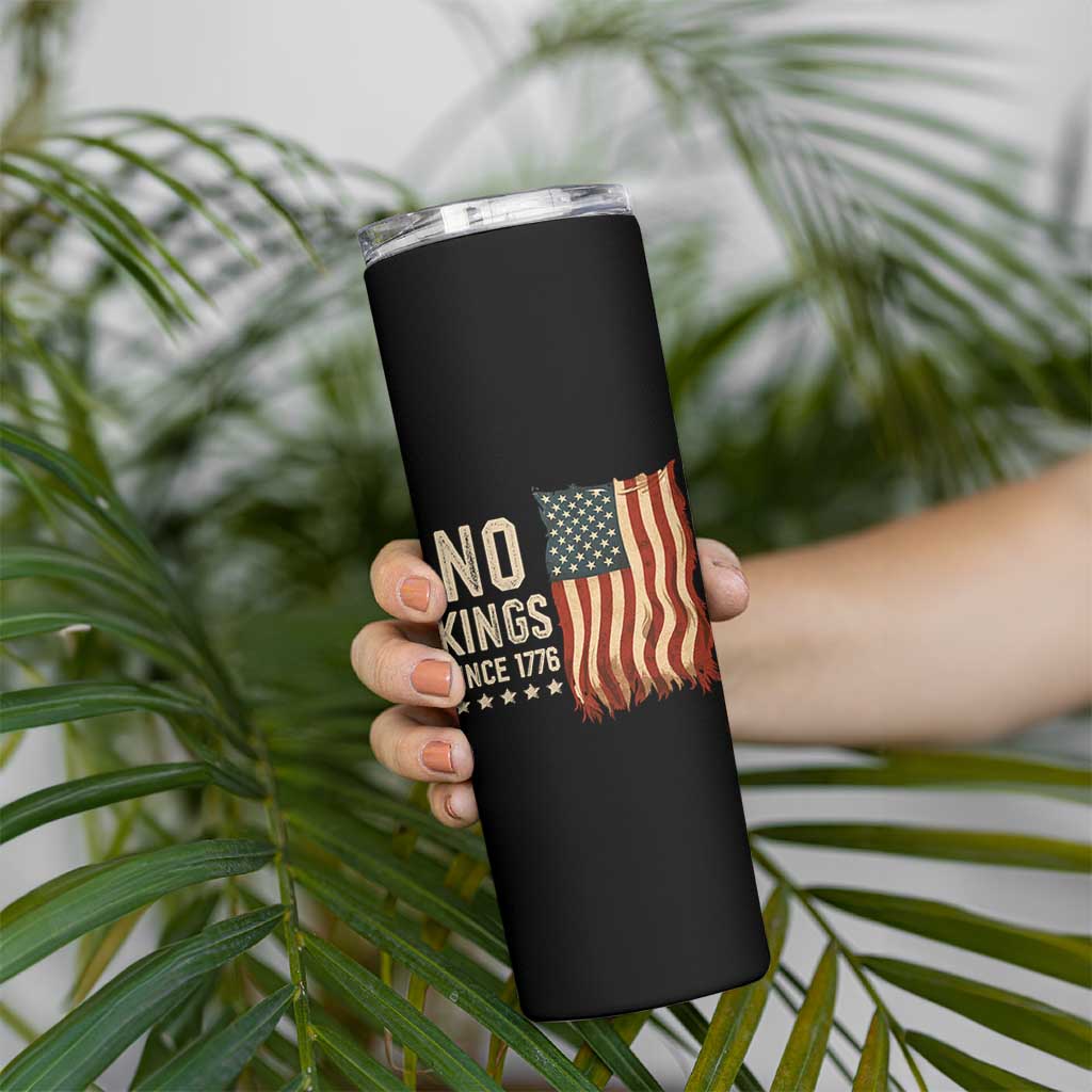 No Kings Since 1776 Skinny Tumbler Patriotic 4th Of July Distressed American Flag - Wonder Print Shop