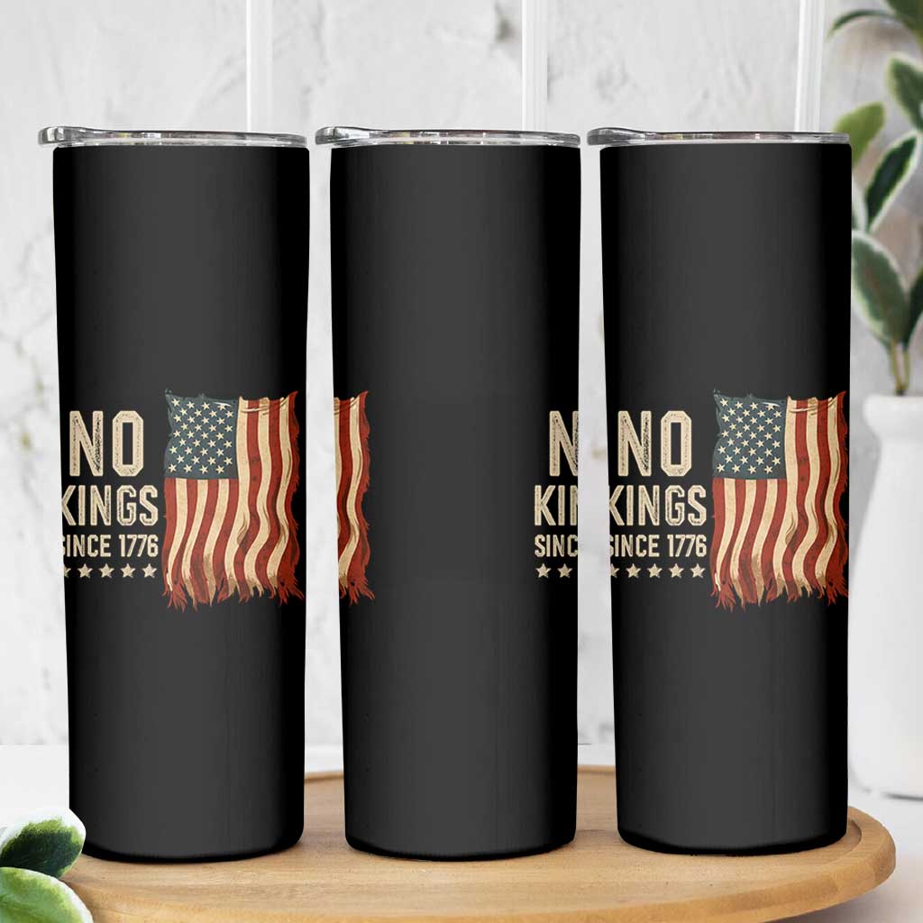 No Kings Since 1776 Skinny Tumbler Patriotic 4th Of July Distressed American Flag - Wonder Print Shop