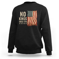 No Kings Since 1776 Sweatshirt Patriotic 4th Of July Distressed American Flag - Wonder Print Shop