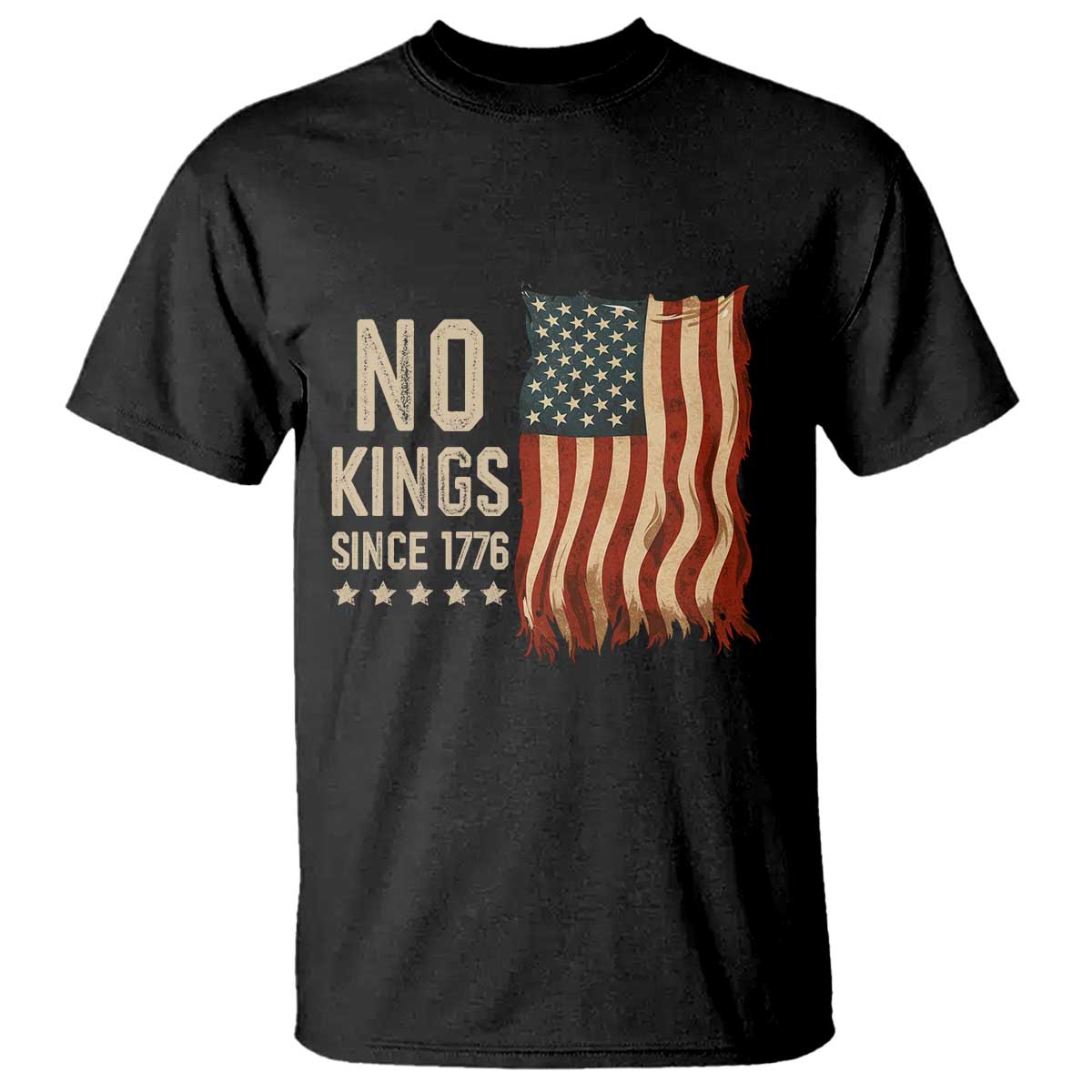No Kings Since 1776 T Shirt Patriotic 4th Of July Distressed American Flag - Wonder Print Shop
