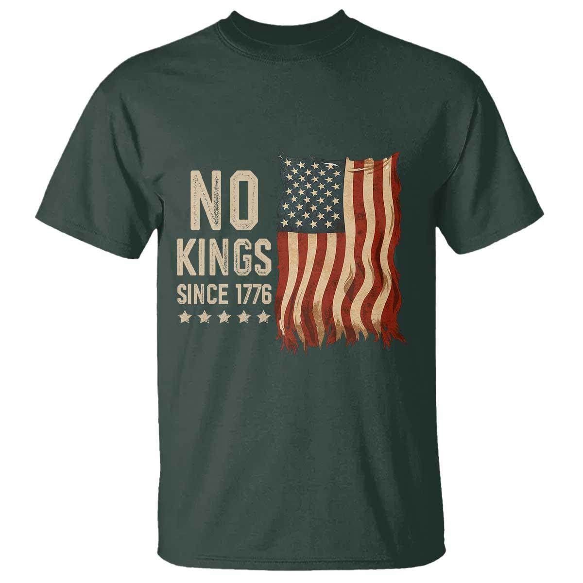 No Kings Since 1776 T Shirt Patriotic 4th Of July Distressed American Flag - Wonder Print Shop