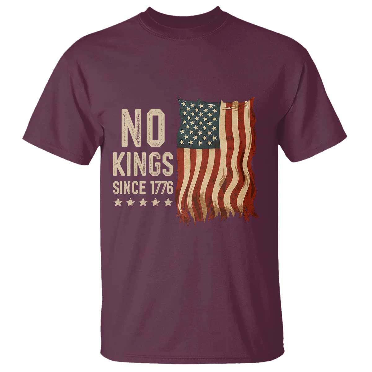 No Kings Since 1776 T Shirt Patriotic 4th Of July Distressed American Flag - Wonder Print Shop