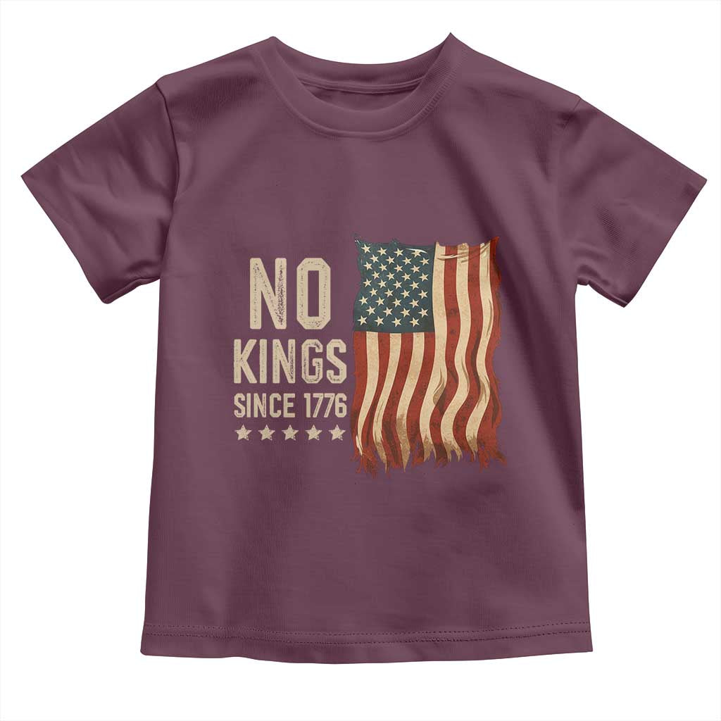 No Kings Since 1776 Toddler T Shirt Patriotic 4th Of July Distressed American Flag - Wonder Print Shop