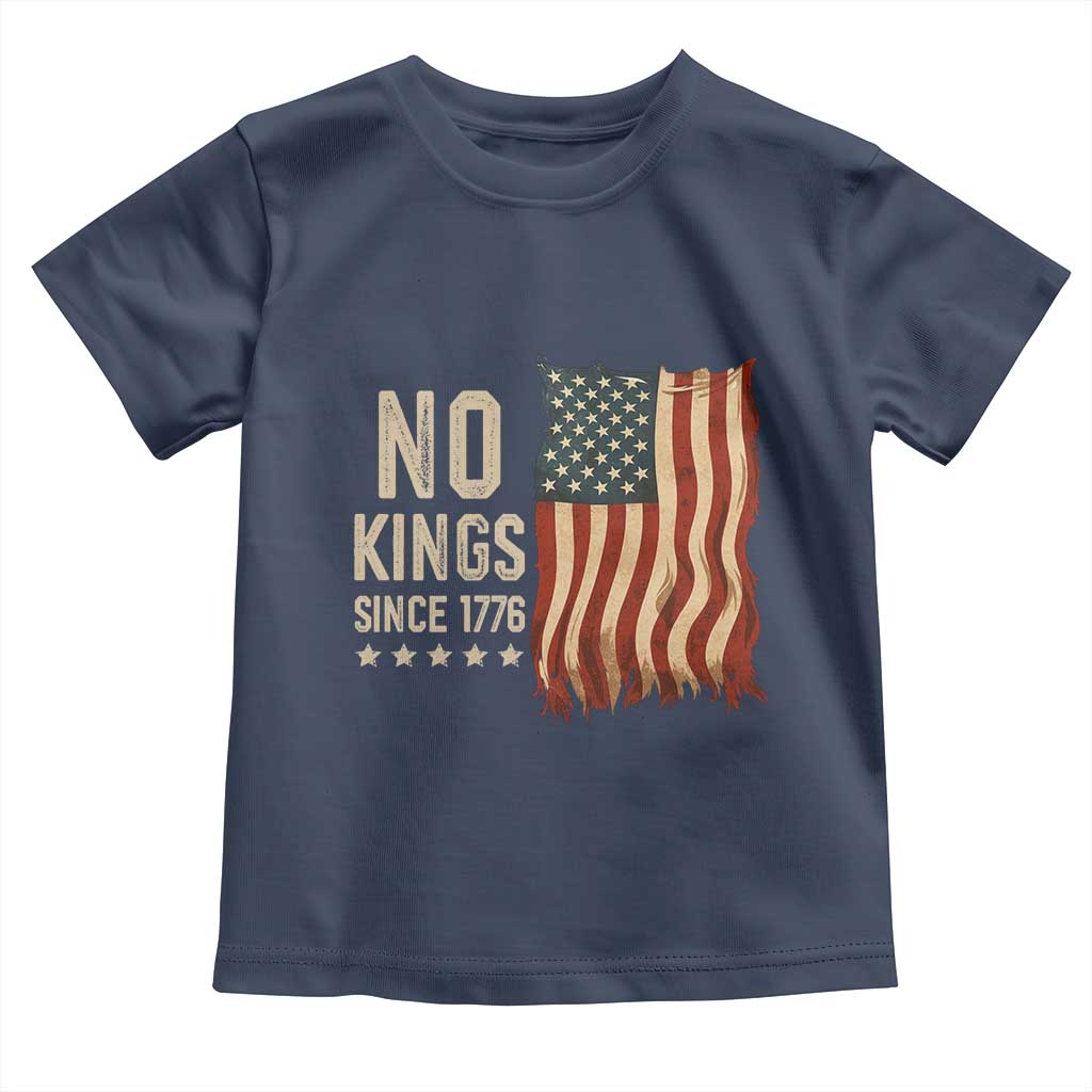 No Kings Since 1776 Toddler T Shirt Patriotic 4th Of July Distressed American Flag - Wonder Print Shop
