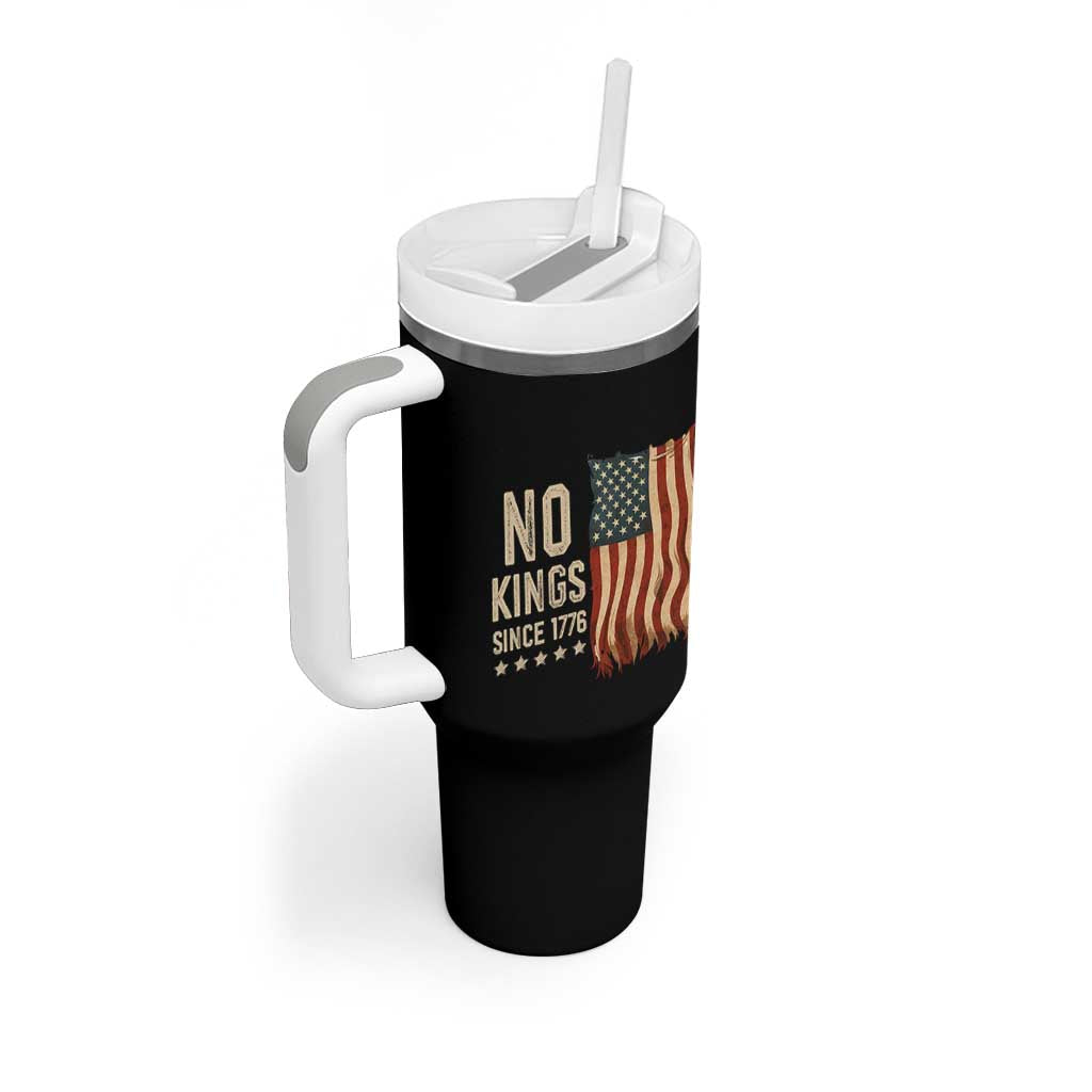 No Kings Since 1776 Tumbler With Handle Patriotic 4th Of July Distressed American Flag - Wonder Print Shop