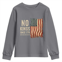 No Kings Since 1776 Youth Sweatshirt Patriotic 4th Of July Distressed American Flag - Wonder Print Shop