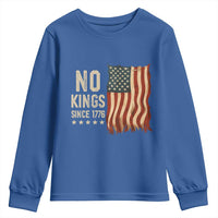 No Kings Since 1776 Youth Sweatshirt Patriotic 4th Of July Distressed American Flag - Wonder Print Shop