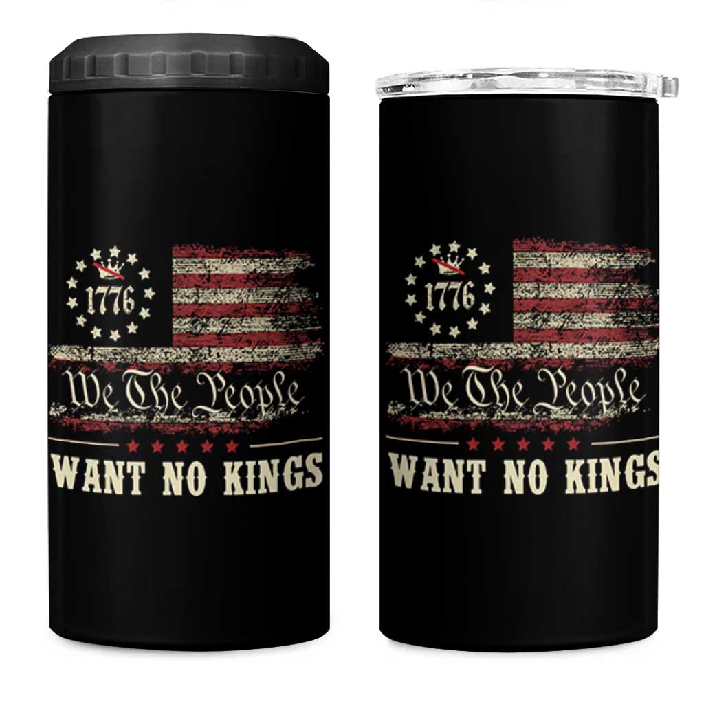 We The People Want No Kings 4 in 1 Can Cooler Tumbler Retro June 14th Vintage 1776 Flag Patriotic - Wonder Print Shop