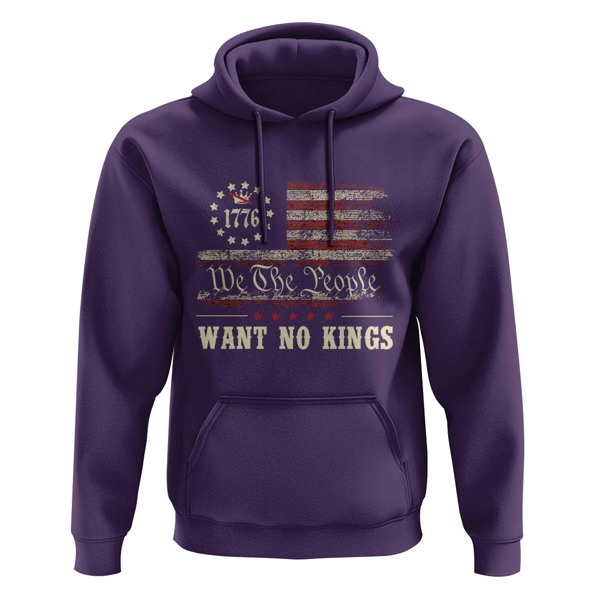 We The People Want No Kings Hoodie Retro June 14th Vintage 1776 Flag Patriotic - Wonder Print Shop