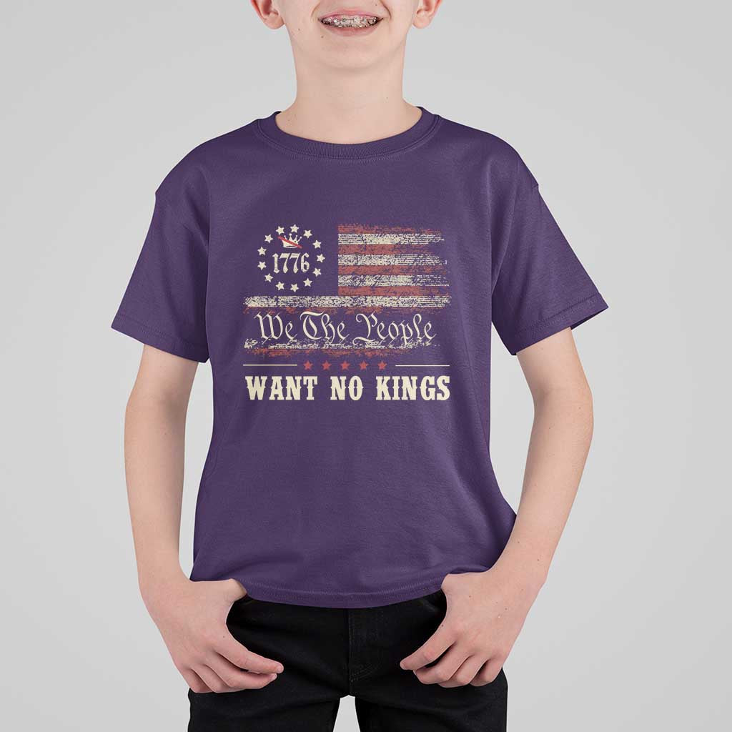 We The People Want No Kings T Shirt For Kid Retro June 14th Vintage 1776 Flag Patriotic - Wonder Print Shop