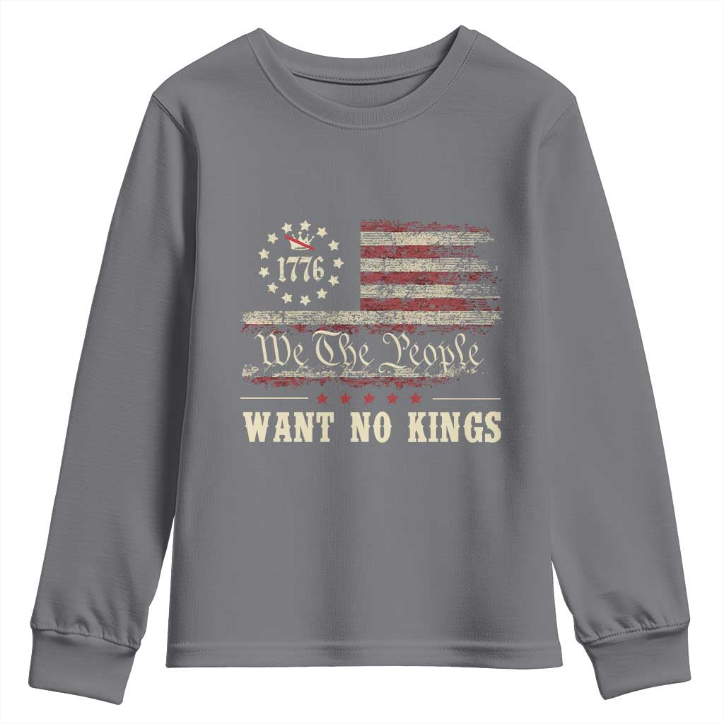 We The People Want No Kings Youth Sweatshirt Retro June 14th Vintage 1776 Flag Patriotic - Wonder Print Shop