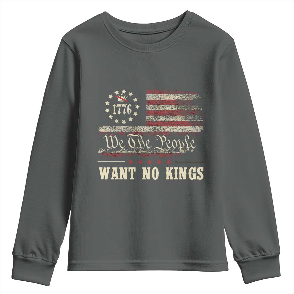 We The People Want No Kings Youth Sweatshirt Retro June 14th Vintage 1776 Flag Patriotic - Wonder Print Shop