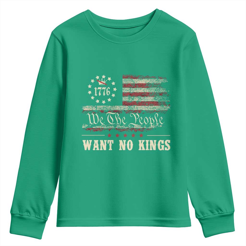 We The People Want No Kings Youth Sweatshirt Retro June 14th Vintage 1776 Flag Patriotic - Wonder Print Shop