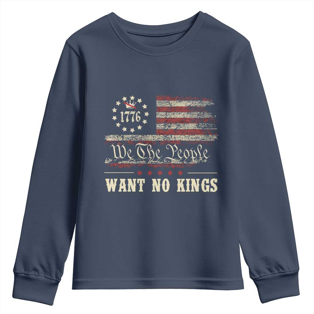 We The People Want No Kings Youth Sweatshirt Retro June 14th Vintage 1776 Flag Patriotic - Wonder Print Shop