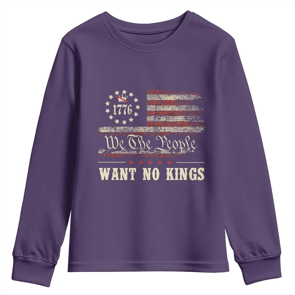 We The People Want No Kings Youth Sweatshirt Retro June 14th Vintage 1776 Flag Patriotic - Wonder Print Shop