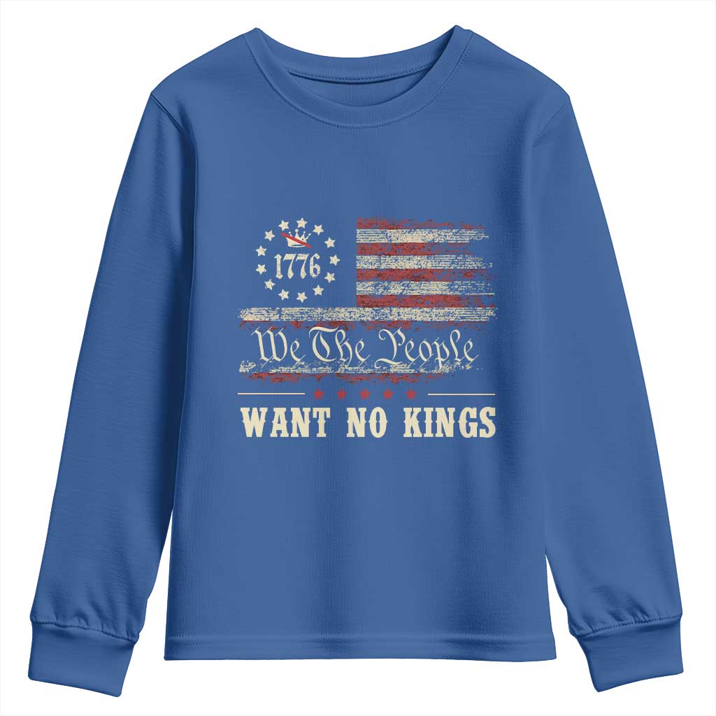 We The People Want No Kings Youth Sweatshirt Retro June 14th Vintage 1776 Flag Patriotic - Wonder Print Shop