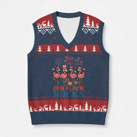 Our Flock Rocks Patriotic Flamingo V-Neck Knit Sweater Vest Funny 4th of July Family Matching - Wonder Print Shop