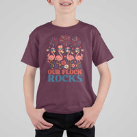 Our Flock Rocks Patriotic Flamingo T Shirt For Kid Funny 4th of July Family Matching - Wonder Print Shop