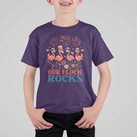 Our Flock Rocks Patriotic Flamingo T Shirt For Kid Funny 4th of July Family Matching - Wonder Print Shop