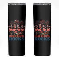 Our Flock Rocks Patriotic Flamingo Skinny Tumbler Funny 4th of July Family Matching - Wonder Print Shop