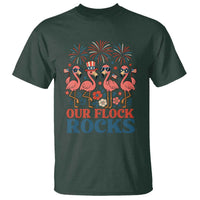 Our Flock Rocks Patriotic Flamingo T Shirt Funny 4th of July Family Matching - Wonder Print Shop