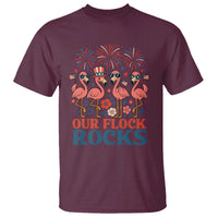Our Flock Rocks Patriotic Flamingo T Shirt Funny 4th of July Family Matching - Wonder Print Shop