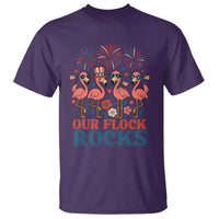 Our Flock Rocks Patriotic Flamingo T Shirt Funny 4th of July Family Matching - Wonder Print Shop