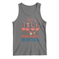 Our Flock Rocks Patriotic Flamingo Tank Top Funny 4th of July Family Matching - Wonder Print Shop