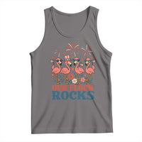 Our Flock Rocks Patriotic Flamingo Tank Top Funny 4th of July Family Matching - Wonder Print Shop