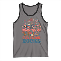 Our Flock Rocks Patriotic Flamingo Tank Top Funny 4th of July Family Matching - Wonder Print Shop