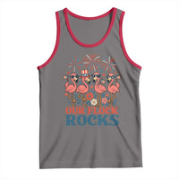 Our Flock Rocks Patriotic Flamingo Tank Top Funny 4th of July Family Matching - Wonder Print Shop