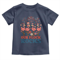 Our Flock Rocks Patriotic Flamingo Toddler T Shirt Funny 4th of July Family Matching - Wonder Print Shop