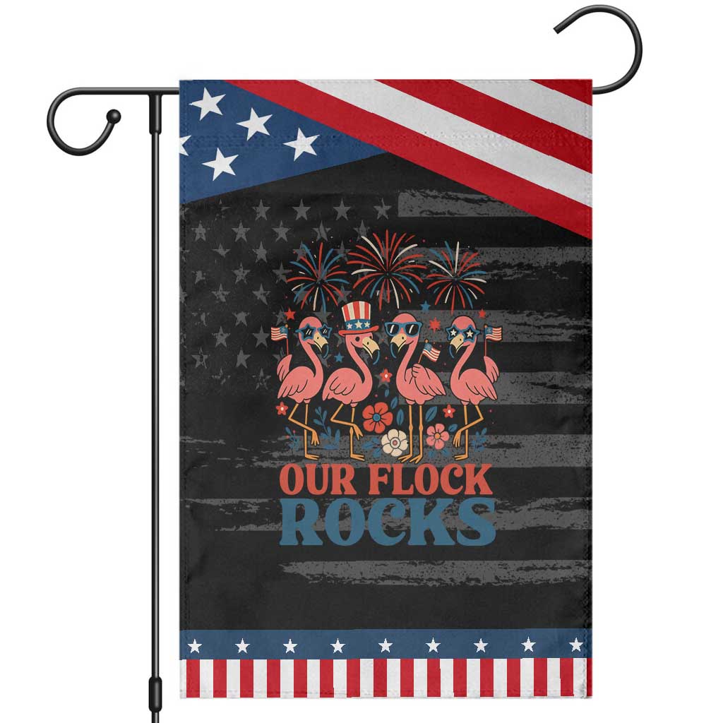 Our Flock Rocks Patriotic Flamingo Garden Flag Funny 4th of July Family Matching
