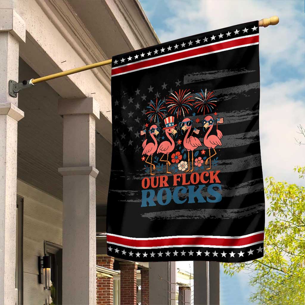 Our Flock Rocks Patriotic Flamingo Garden Flag Funny 4th of July Family Matching