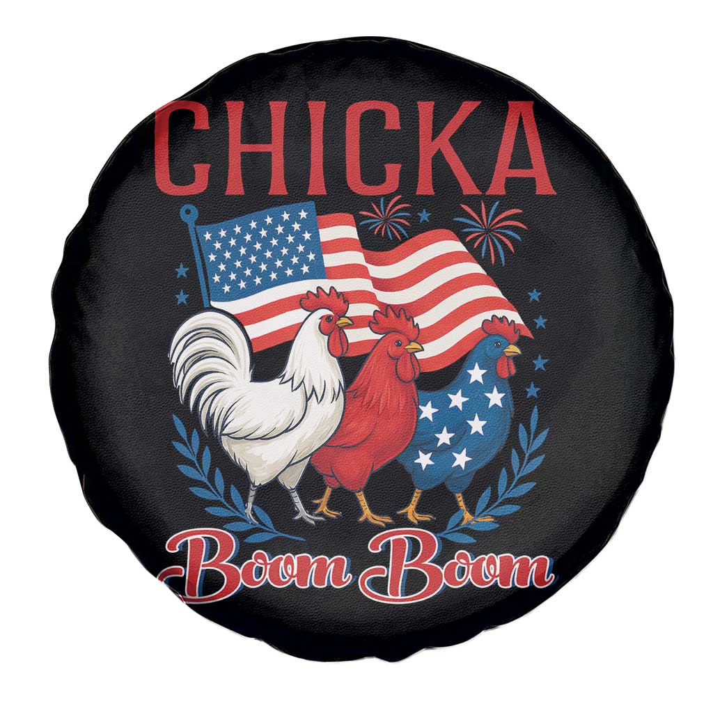Chicka Boom Boom Patriotic Chicken Spare Tire Cover Funny Patriotic 4th of July Red White and Blue Farm - Wonder Print Shop