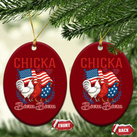 Chicka Boom Boom Patriotic Chicken Ceramic Ornament Funny Patriotic 4th of July Red White and Blue Farm - Wonder Print Shop