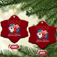 Chicka Boom Boom Patriotic Chicken Ceramic Ornament Funny Patriotic 4th of July Red White and Blue Farm - Wonder Print Shop