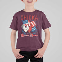 Chicka Boom Boom Patriotic Chicken T Shirt For Kid Funny Patriotic 4th of July Red White and Blue Farm - Wonder Print Shop