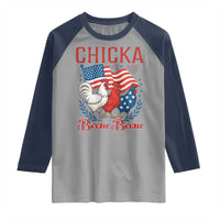 Chicka Boom Boom Patriotic Chicken Raglan Shirt Funny Patriotic 4th of July Red White and Blue Farm - Wonder Print Shop