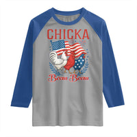 Chicka Boom Boom Patriotic Chicken Raglan Shirt Funny Patriotic 4th of July Red White and Blue Farm - Wonder Print Shop